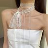 Versatile Spring/Summer White Lace Bow Headband & Silk Clavicle Scarf