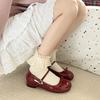 Spring Wine Red Women Mary Jane Shoes Shallow Ladies Casual Butterfly Knot Shoes Eelgant Dress Shoes