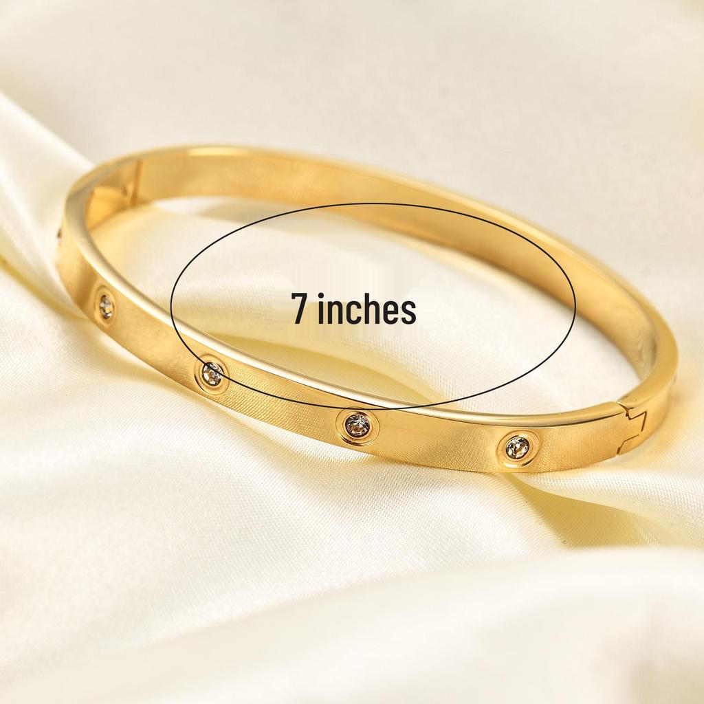 Stylish Zirconia Open Cuff Bracelet - 4MM/6MM Stainless Steel Couple Design