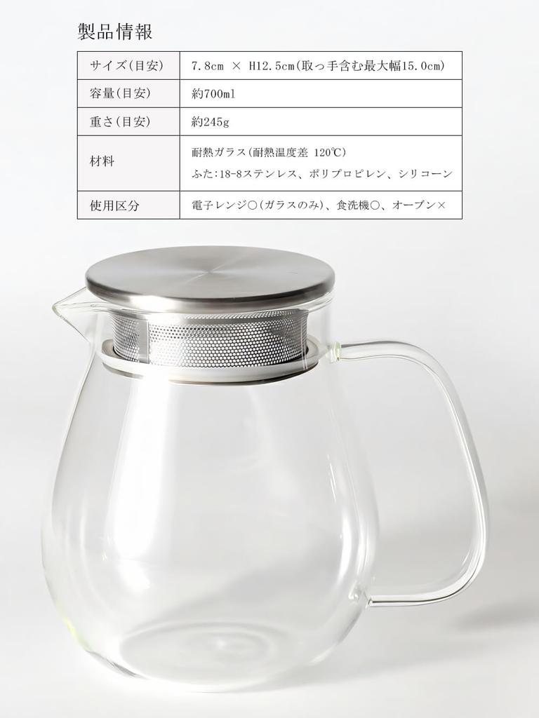 IwaiLoft Leaf Pot Pure, Heat-Resistant Glass Teapot/Coffee Server, Microwave and Dishwasher Safe (700ml)