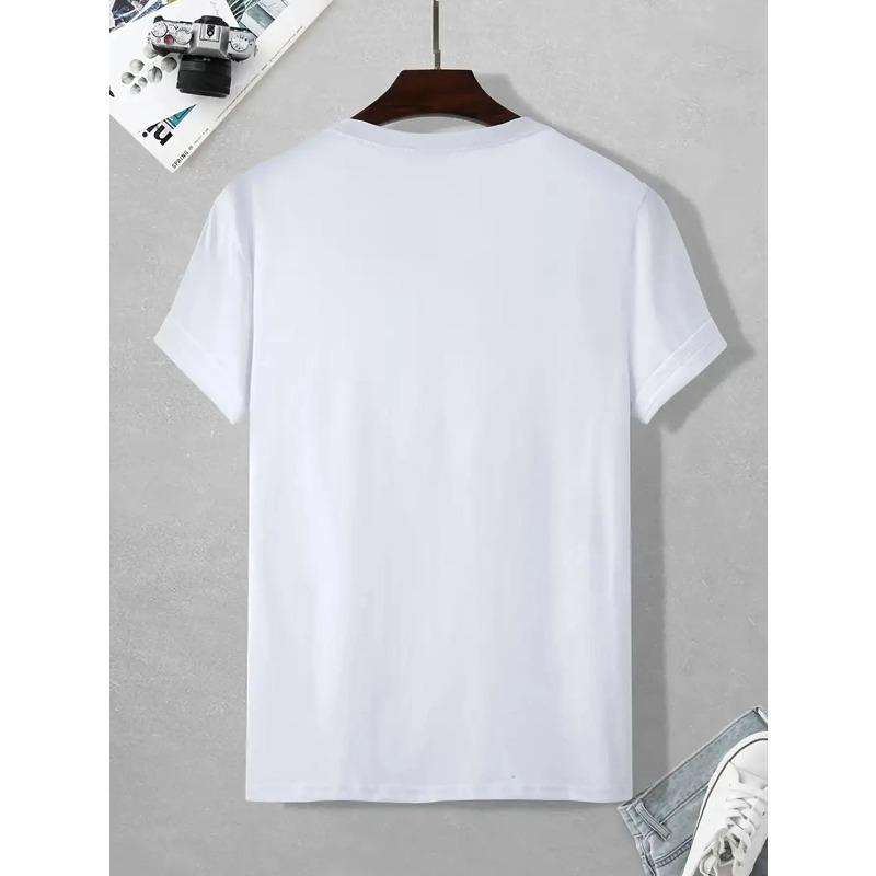 European Sizes Men'S Plus-Size Casual Short-Sleeve T-Shirt - Summer Round-Neck Print T-Shirt, Lightweight And Breathable, Machine Washable