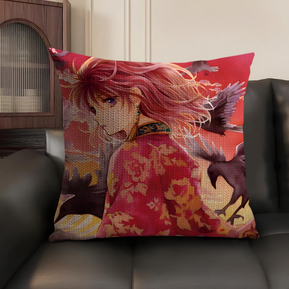 Y-Yona O-Of The Dawnn Anime Cushion Cover Natural Linen Organic Fabric Double-Sided Printing Sofa Home Decor Gift Pillow Case