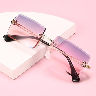 Moda Vintage Nowe Okulary Przeciwsłoneczne Bezramkowe Bezramkowe Prostokątne Cieniowane Gradientowe UV400 Letnie Podróżne Okulary Przeciwsłoneczne dla Kobiet