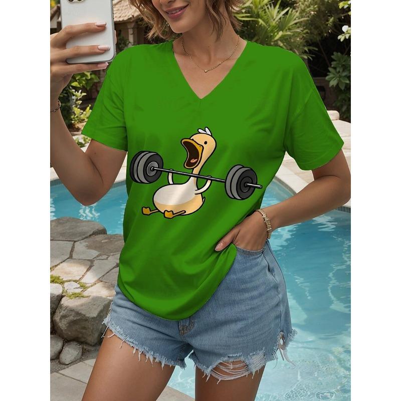 Summer Women's T-Shirt Sports Duck Print Casual Short-Sleeved 3d T-Shirt Fashion Street Oversized Women's Clothing