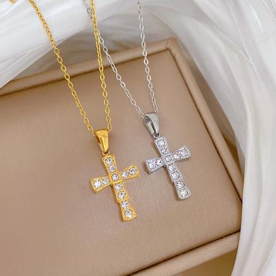 Cross Pendant Necklace for Women 2025 New Fashion Stainless Steel Jewelry Wedding Party Accessories