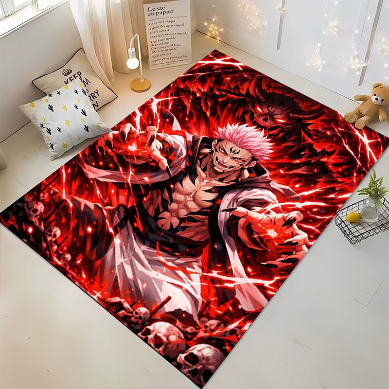 Fantasy Warrior Rug with Red Background Suitable for use as an anti-slip game mat for living room and bedroom sofas