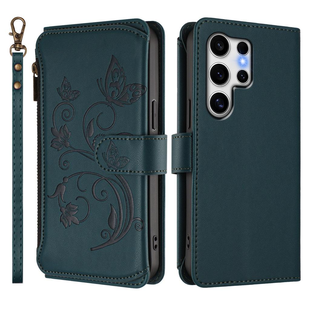 Crossbody Butterfly Flower Flip Leather Wallet Phone Case For Samsung Galaxy S25 Ultra S24 Plus S23 A06 A16 A26 A36 A56 A55 5G