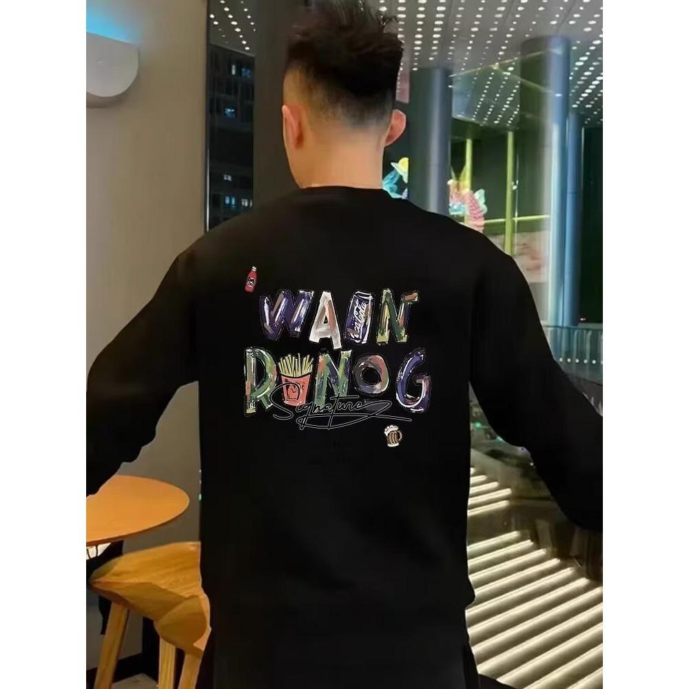 

European Trendy Men s Slim-Fit Printed Hoodie for Autumn/Winter L