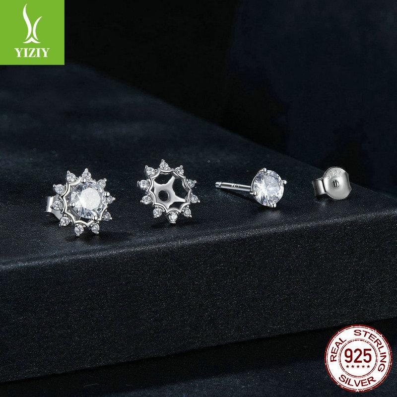 Bright Shining 50-Point Moissanite Stud Earrings, High-End Multi-Wear Method 925 Sterling Silver Stud Earrings