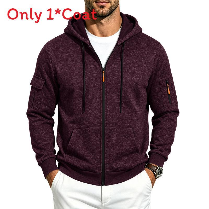 Casual Mens Fleece Hoodie With Zipper Pockets For Winter Outdoor Wear