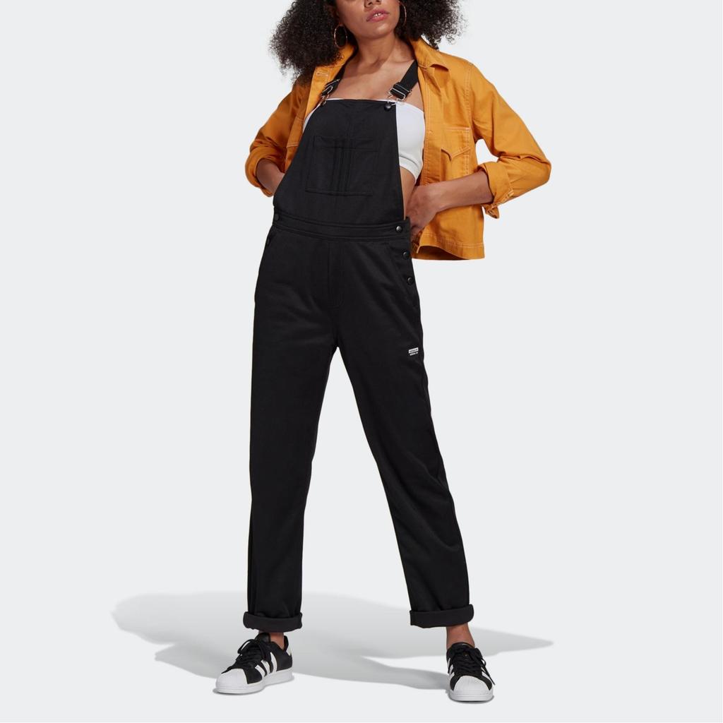 Adidas Originals R.Y.V Series Vintage Street Style Loose Fit Casual Dungarees Daily Comfort Overalls Women Pure Black GN4261