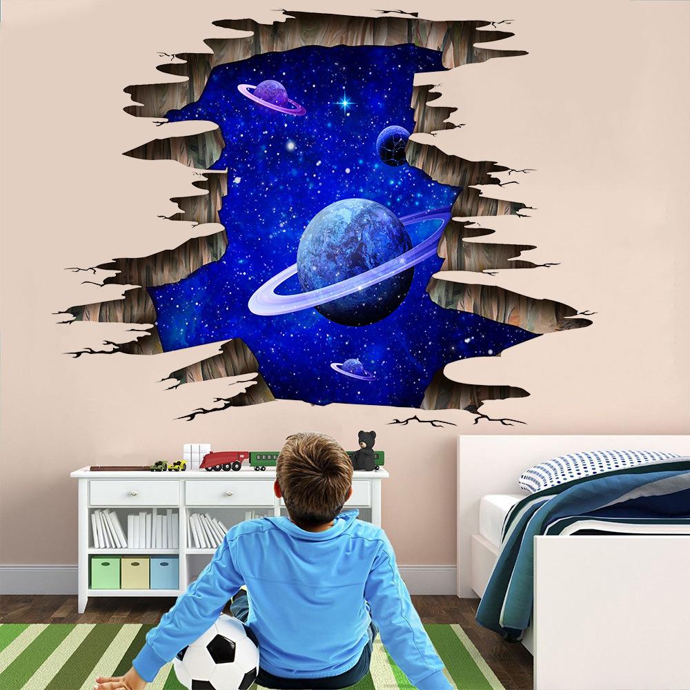 

3D сломанные звезды, планеты, напольные наклейки на стену для детской комнаты, наклейка для детской игровой комнаты, спальни, водонепроницаемые настенные художественные наклейки