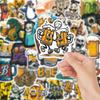50 pièces d'Autocollants Tendance Bière Graffiti pour Skateboard, Bouteilles d'Eau, Cahiers, Agendas et Valises