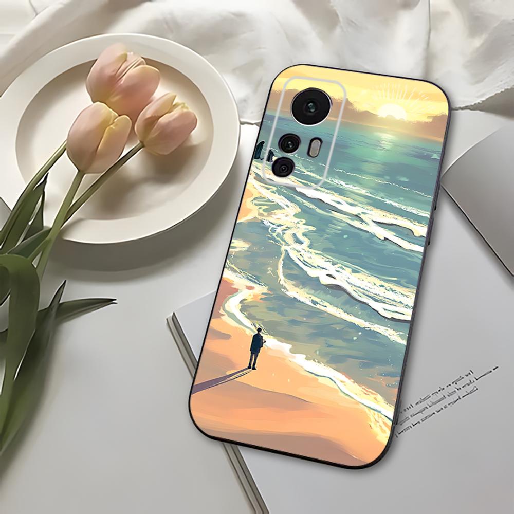 Beach Phone Case For Xiaomi 11 Redmi Note 11 5G 8T 9A 9 10T Note8Pro Note9 12SUltra Black Case