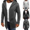 Menn Skjøting Hette Solid Trench Coat Jakke Cardigan Langermet Outwear Bluse