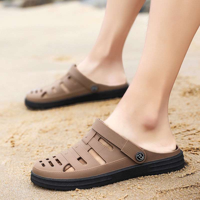 

Hole shoes men s genuine high-end cool slippers men s outer wear summer new non-slip and deodorant work sandals beach shoes 45