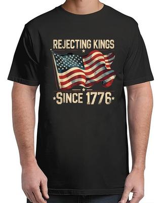 Rejecting Kings Patriotic USA Flag Vintage Adult S-4XL Unisex T-Shirt