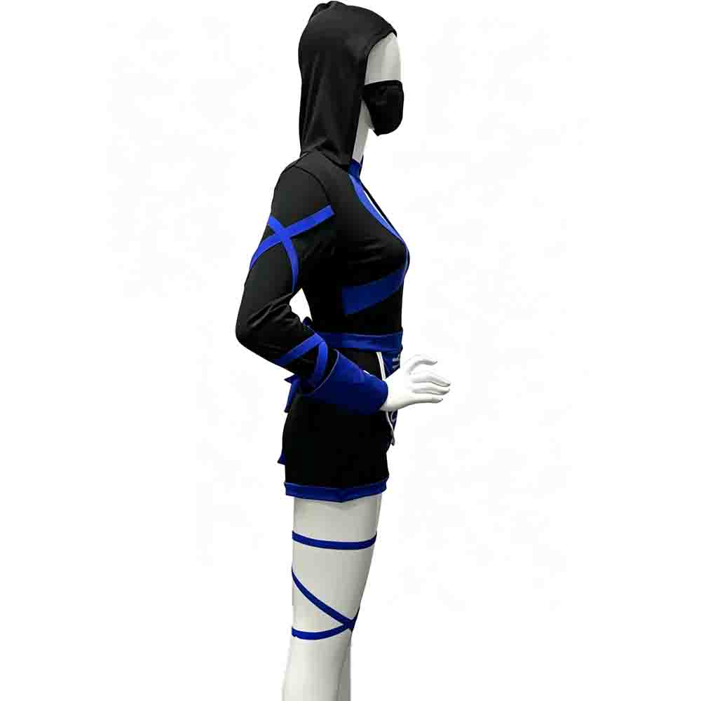 Sexy Women Killer Cosplay Costume Black Blue Samurai Warrior Outfit for Halloween Carnival Party