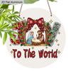 2D Flat Aluminium Nativity Christmas Sign with Joy To The World - Navidad Decorative Sign & Plaque - Ideal for Wall Decoration - Home Hanging Decor