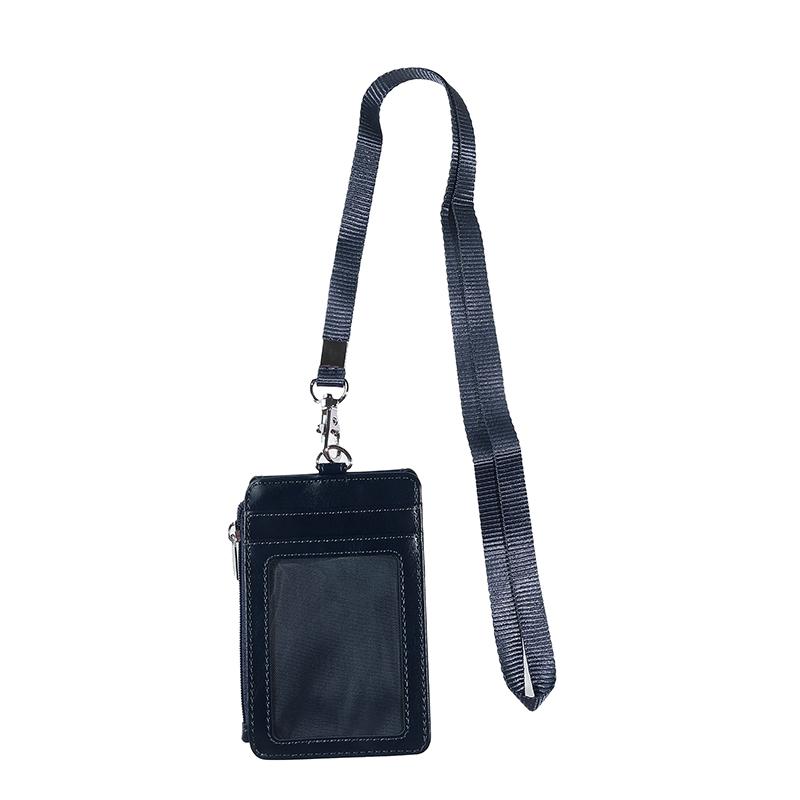 1PC Women Men Work Credit Card Holder Wallet With Neck Strap Zipper Hasp Student Staff ID Card Bus Desk Organizer Purse