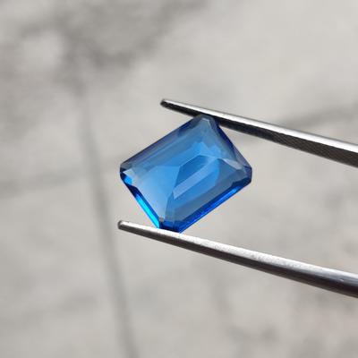 Augenreiner Tansanit-Glasstein, Glas-Strasssteine, blauer, facettierter rechteckiger Glasstein, 5,40 Karat, 12 x 9 x 6 mm Größe