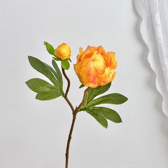 Real Touch Peony Bouquet 1 Bloom 1 Bud Artificial Peony Flower Faux Silk Floral Arrangement for Home Vase Wedding Centerpiece Party Decor