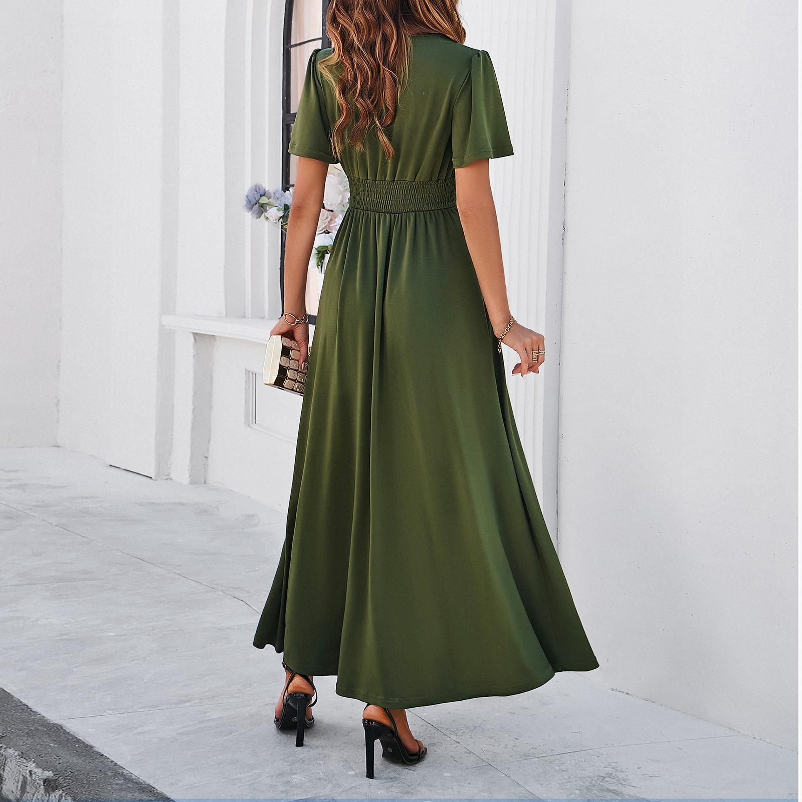 Женские повседневные длинные вечерние платья Вечерние платья Сплошной цвет с разрезом — фото 4