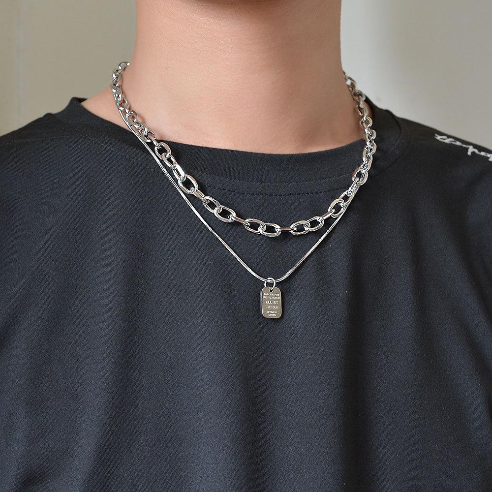Trendy Hip-Hop Letter Tag Double-Layer Choker Necklace for Men & Women