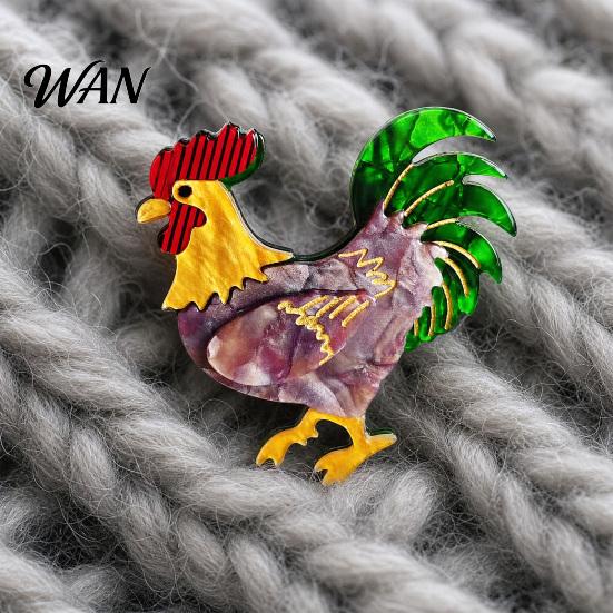 Funny Thanksgiving Accessory Chicken Rooster Brooch Pin, Acrylic Lightweight Farm Cute Animal Jewelry, for Backpacks Hats Jackets Scratch-resistant