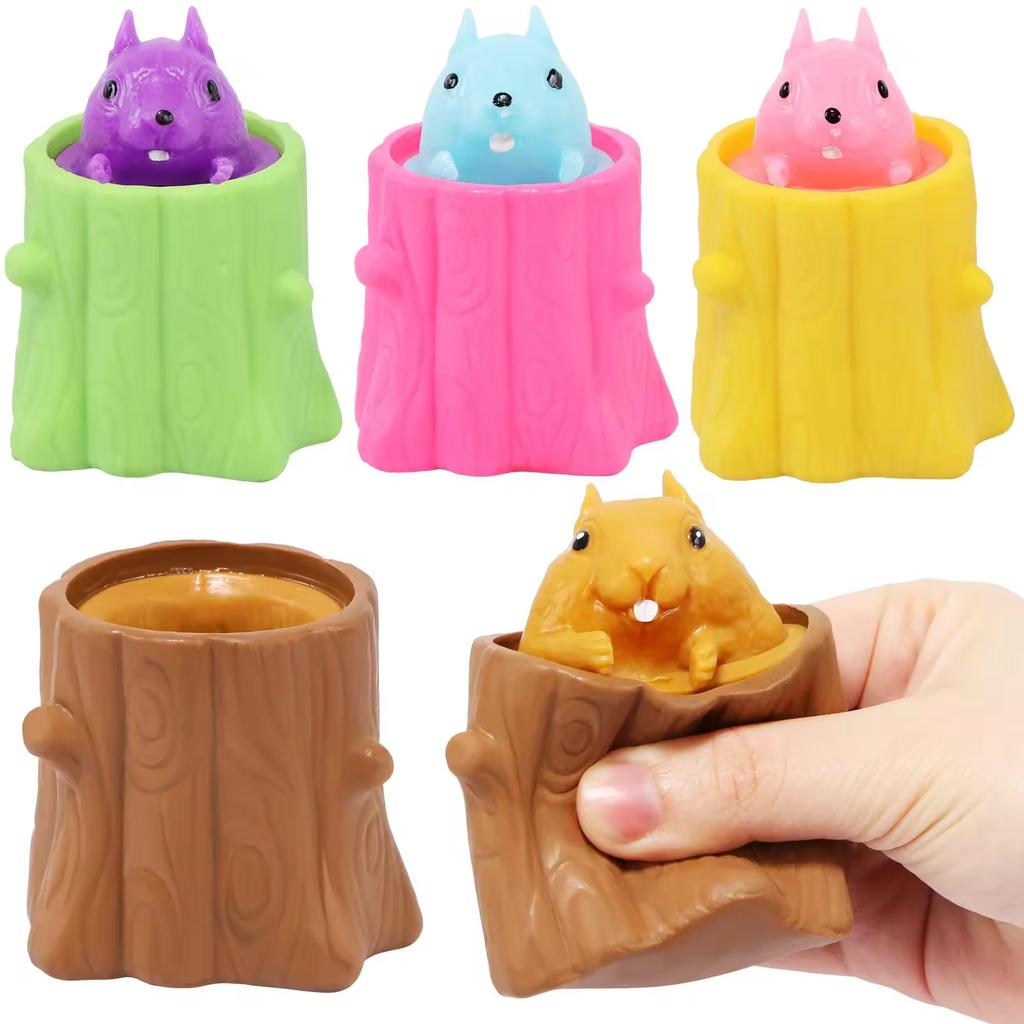 Squirrel Squeeze Toys Evil Squirrel Decompression Squirrel Cup Rubber Fidget Toy Interactive Weird Stress Relief Anxiety Autism