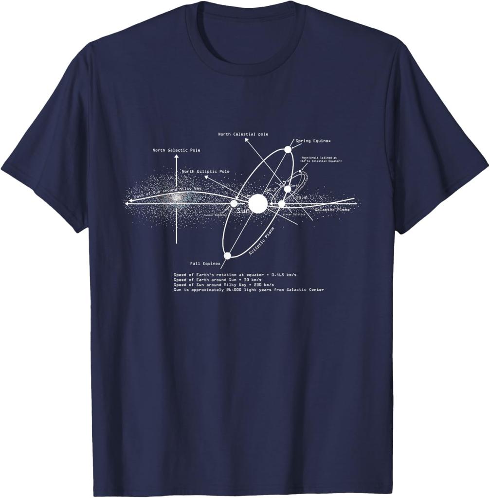 Solar System Diagram Astronomy T-Shirt Men's Casual Cotton Graphic Tee Trip Wear