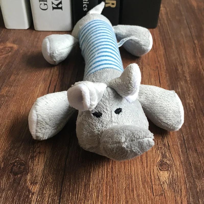Cute Pet Dog Cat Plush Squeak Sound Dog Toys Funny Fleece Durability Chew Molar Toy Fit for All Pets Elephant Duck Pig