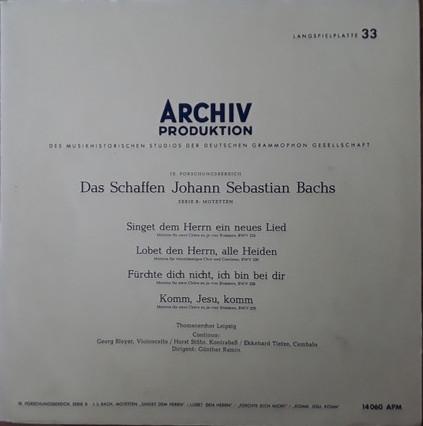 

LP Record JOHANN SEBASTIAN BACH Singer Dem Herrn Ein Neues Lied BW 14060APM Archiv Produkti 1959 Germany Classical Used