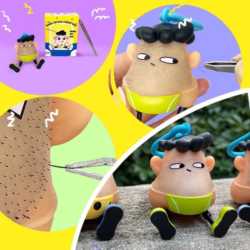 Creative Stress Relief Toy: Blackhead & Beard Plucking Keychain Pendant.