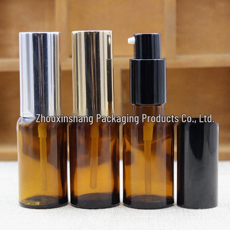 20ml Brown Glass Press-Type Dispensing Bottle for Essential Oils and Cosmetics