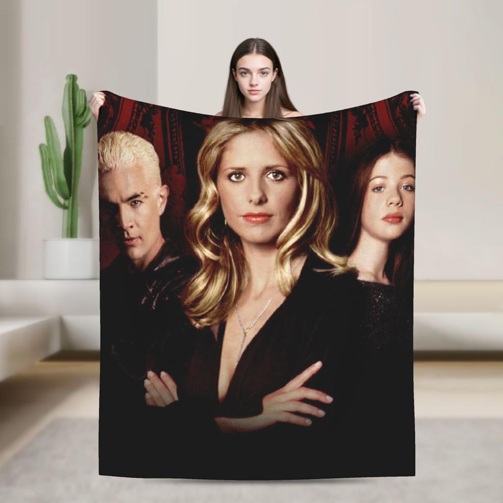Buffy The Vampire Slayer Blanket Flannel Horror Movie Lightweight Thin Throw Blanket For Airplane Travel Bedroom Quilt