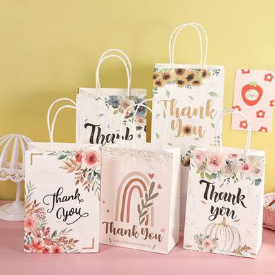 10Pcs/Lot Flower Kraft Paper Bag Festival Party Cookie Candy Packaging Box Gift Bag  Paper Bag Handbag