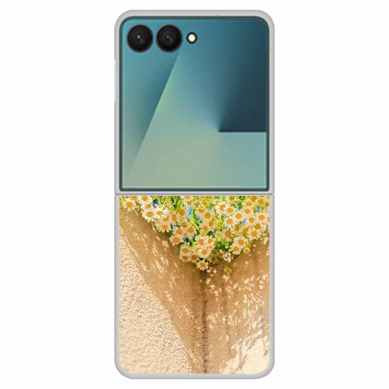 For Samsung Z Flip7 Flowers Case Transparent Hard PC Plastic Cover Shockproof Coque for Funda Samsung Galaxy Z Flip 7 5G Zflip7