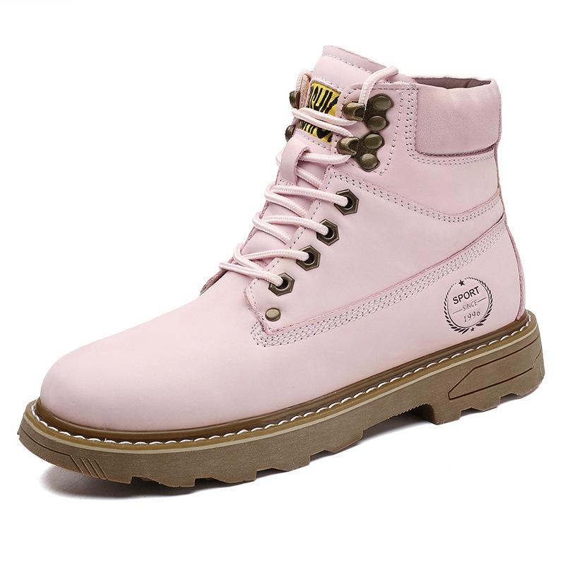 

Boots Men s Large Size First Layer Cowhide Couple Casual High Top Martin Boots Winter Fashion Fleece Rhubarb Boots 35