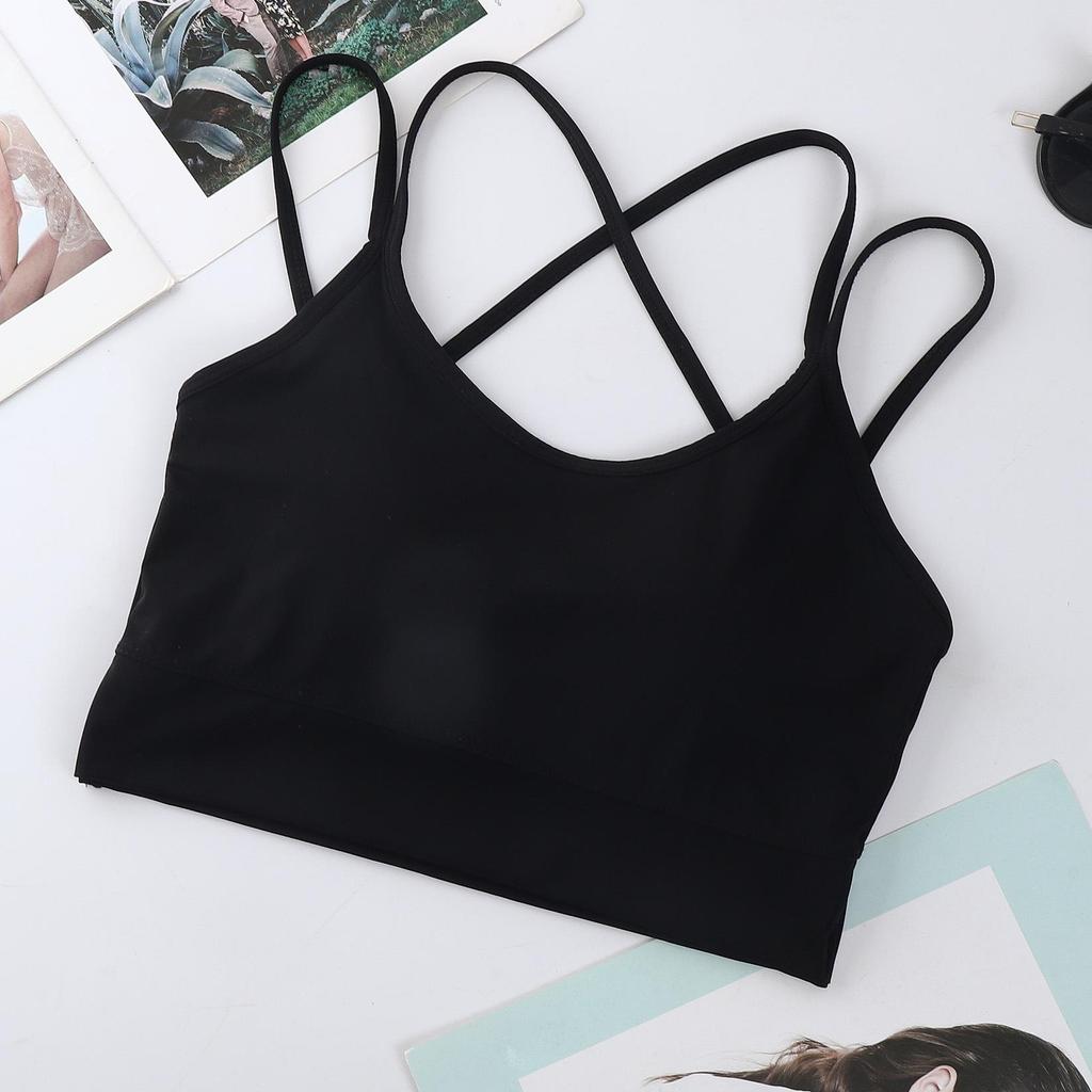 Sommer-BH aus Eis-Seide mit gekreuzten Trägern und festen Cups