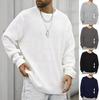 Suéter Masculino Casual Gola Redonda Manga Longa Tricô Solto