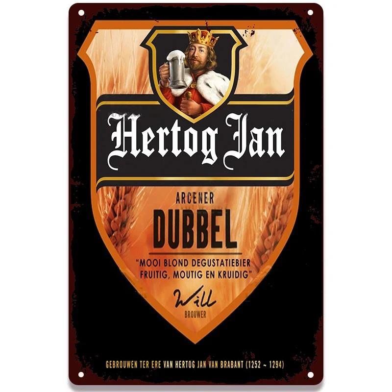 Retro Beer Posters Home Decor Plate Vintage Metal Tin Sign Hertog Jan Metal Plaque Pub Bar Wall Room Decoration