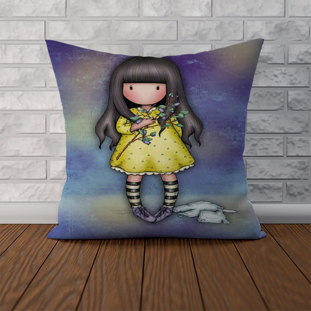 SSantoro Gorjuss Pillow Case For Car Sofa Decorative Home Doublesided Print Plush Square Throw Pillow Cushion Cover