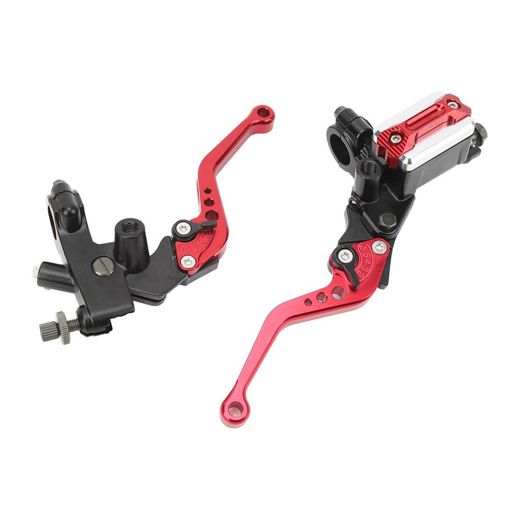 1 Pair 7 8in Brake Master Cylinder Lever Universal Motorcycle Handlebar Kit with Reservoir Carbon Fiber Hand Guard Red