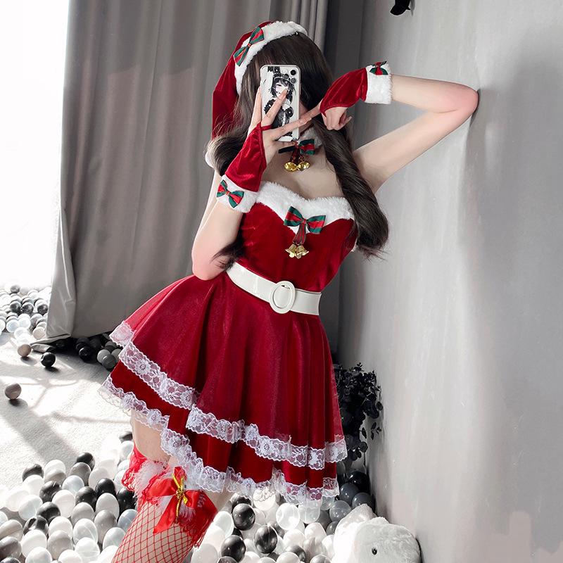 Sukienka mini bez ramiączek: Uroczy i zabawny świąteczny zestaw kostiumowy do odgrywania ról