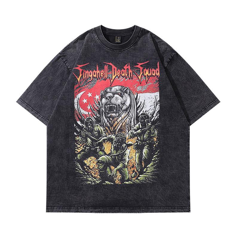 European And American Street Retro Heavy Weight Short-Sleeved T-Shirt Men'S And Women'S Hiphop Loose Lazy Wind Half-Sleeved Tee Shirt