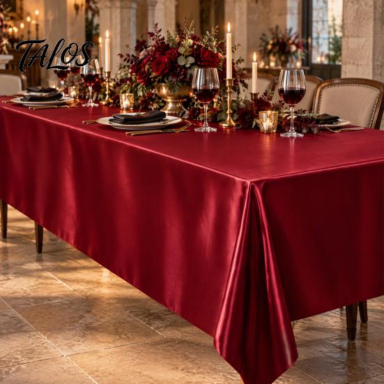 Elegante Tischdecke für Event-Dekoration Einfarbige Satin-Tischdecke, 102 x 57 Zoll Rechteckige seidenartige Tischabdeckung, Waschbar für den täglichen Gebrauch, Glatt und glänzend