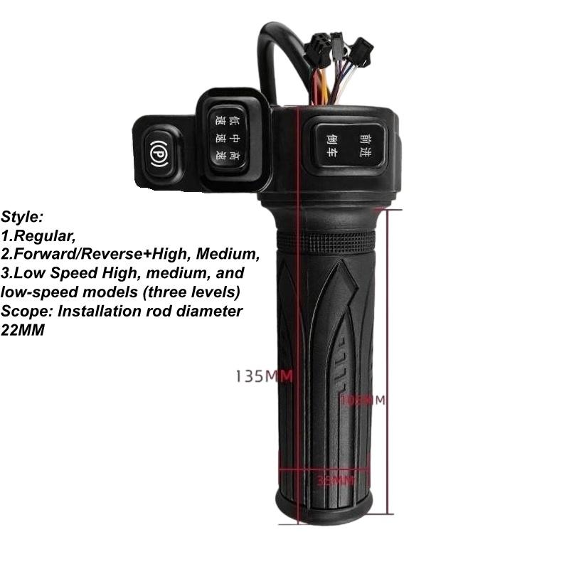 1 Pieza Accesorios para Triciclo de Bicicleta Eléctrica Manillar Acelerador Universal para Bicicleta Eléctrica con Regulador de 3 Velocidades y Marcha Atrás