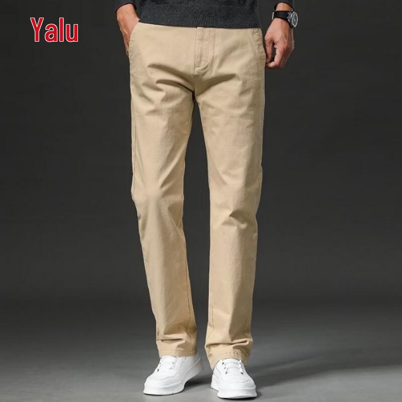 Yalu Men's Business Casual Straight Fit Stretch Trousers