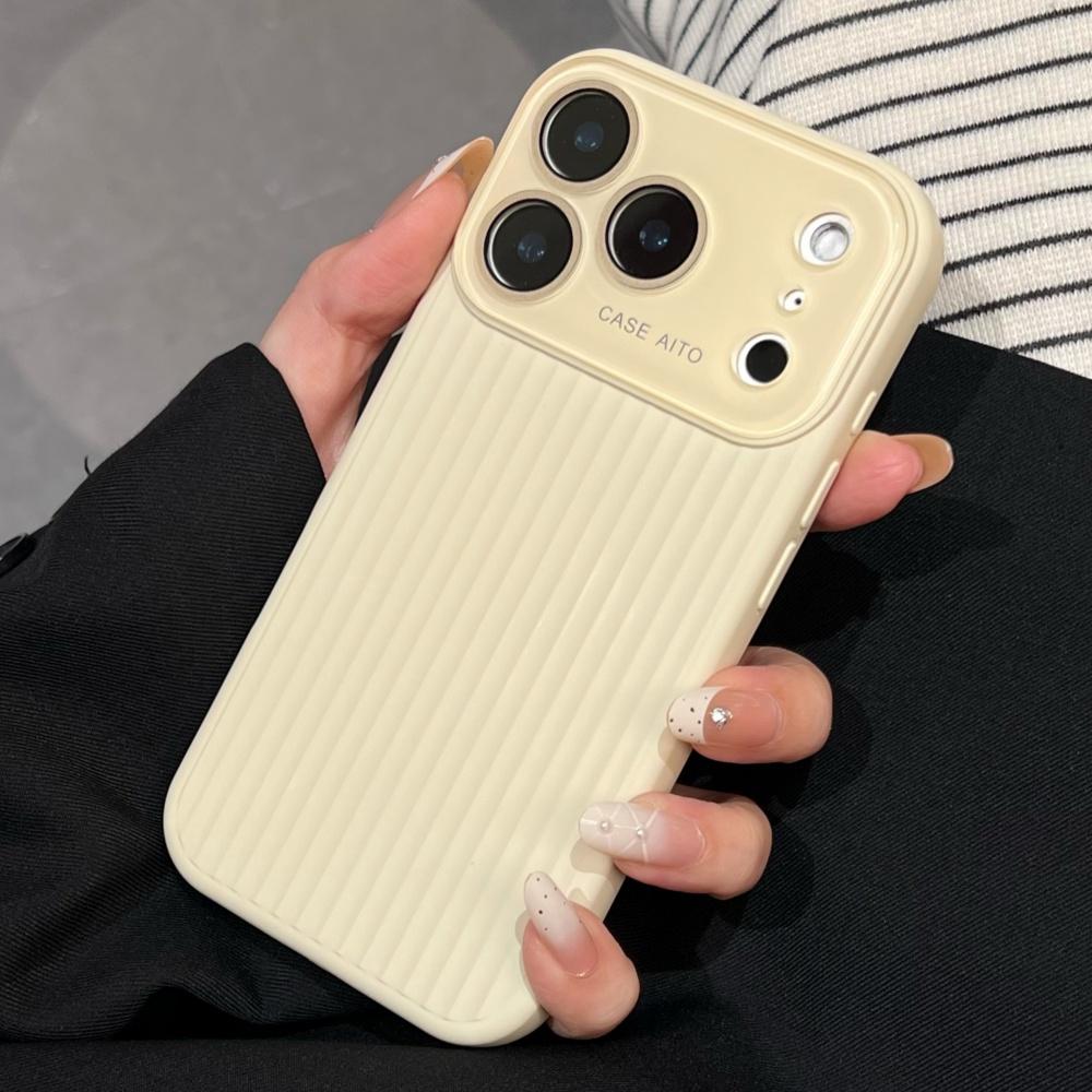 Luxury Stripe Corrugated Pattern Phone Case For iPhone 17 Air 16 15 14 13 12 Pro Max Glass Lens Protect Shockproof Armor Cover